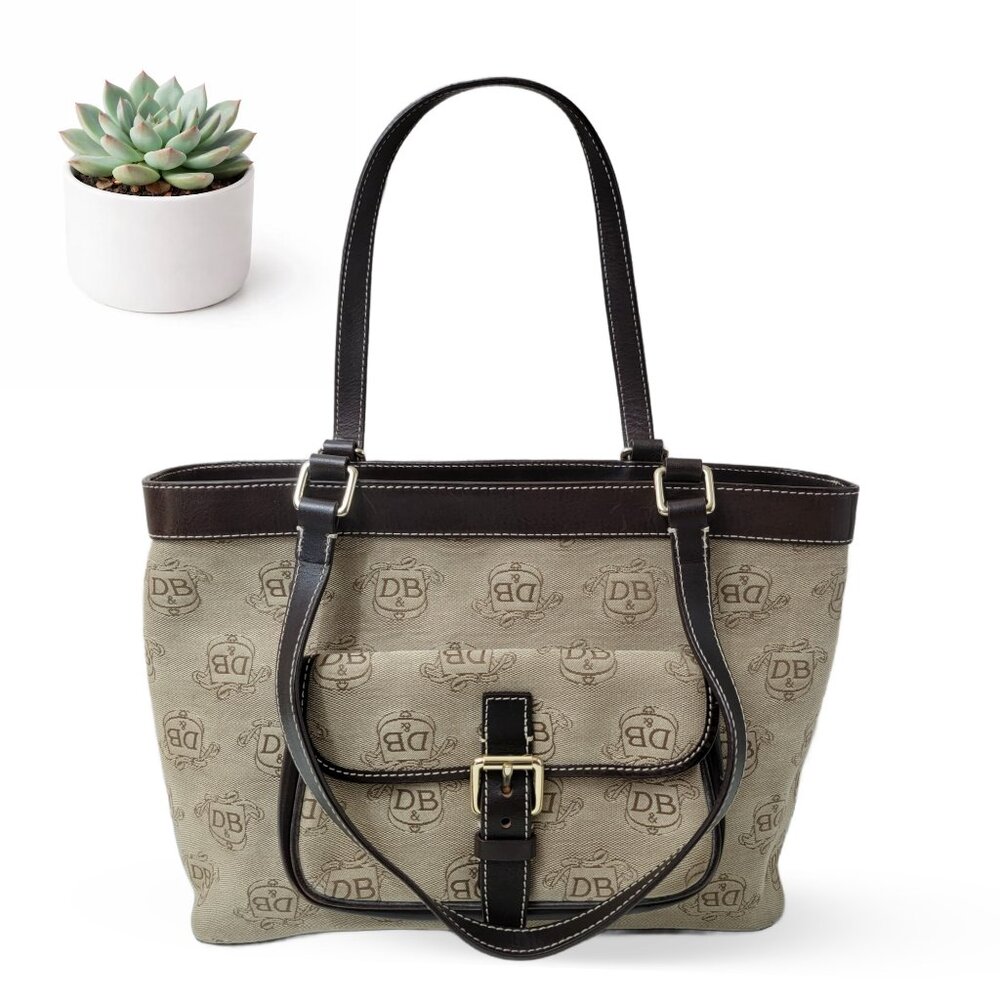 Dooney & Bourke DB Signature East West Tote Set Bag Wallet Keychain Purse - Picture 2 of 10